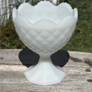 Vintage Milk Glass Compote Bowl - White